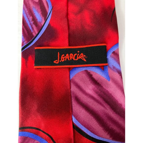 Jerry Garcia Exploding Heart Limited Edition Mens Silk Tie Red Purple Blue - Picture 6 of 6